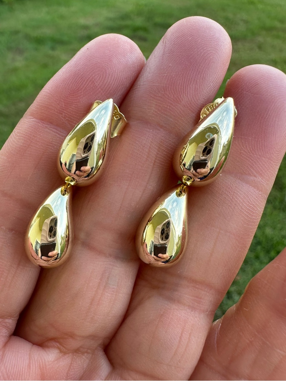 Bellezza 925 Sterling Silver Gold-Plated Teardrop Earrings